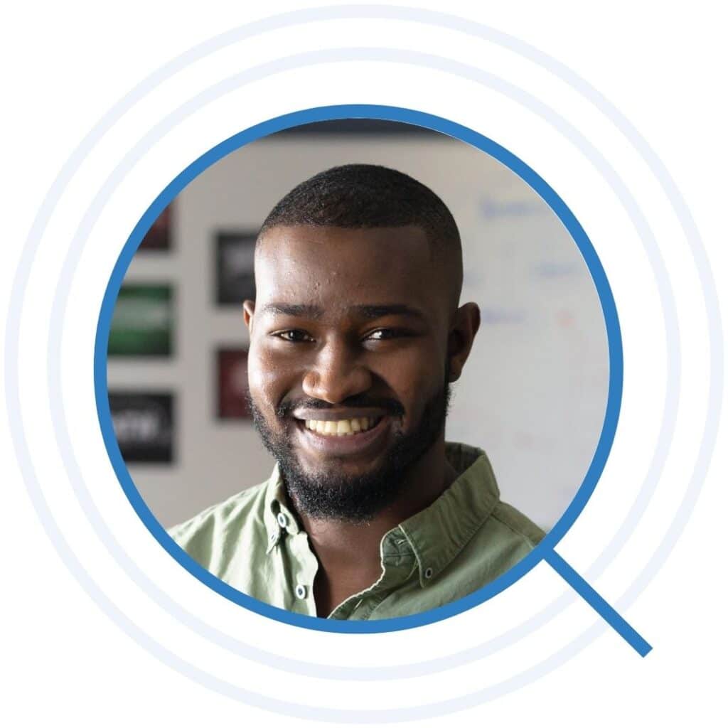Portrait of smiling african american young male teacher