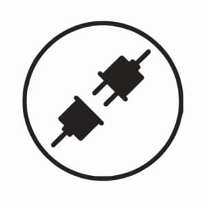 Minimalist icon of an unplugged power cord inside a circle, symbolizing disconnecting from technology, rest, and work-life balance.